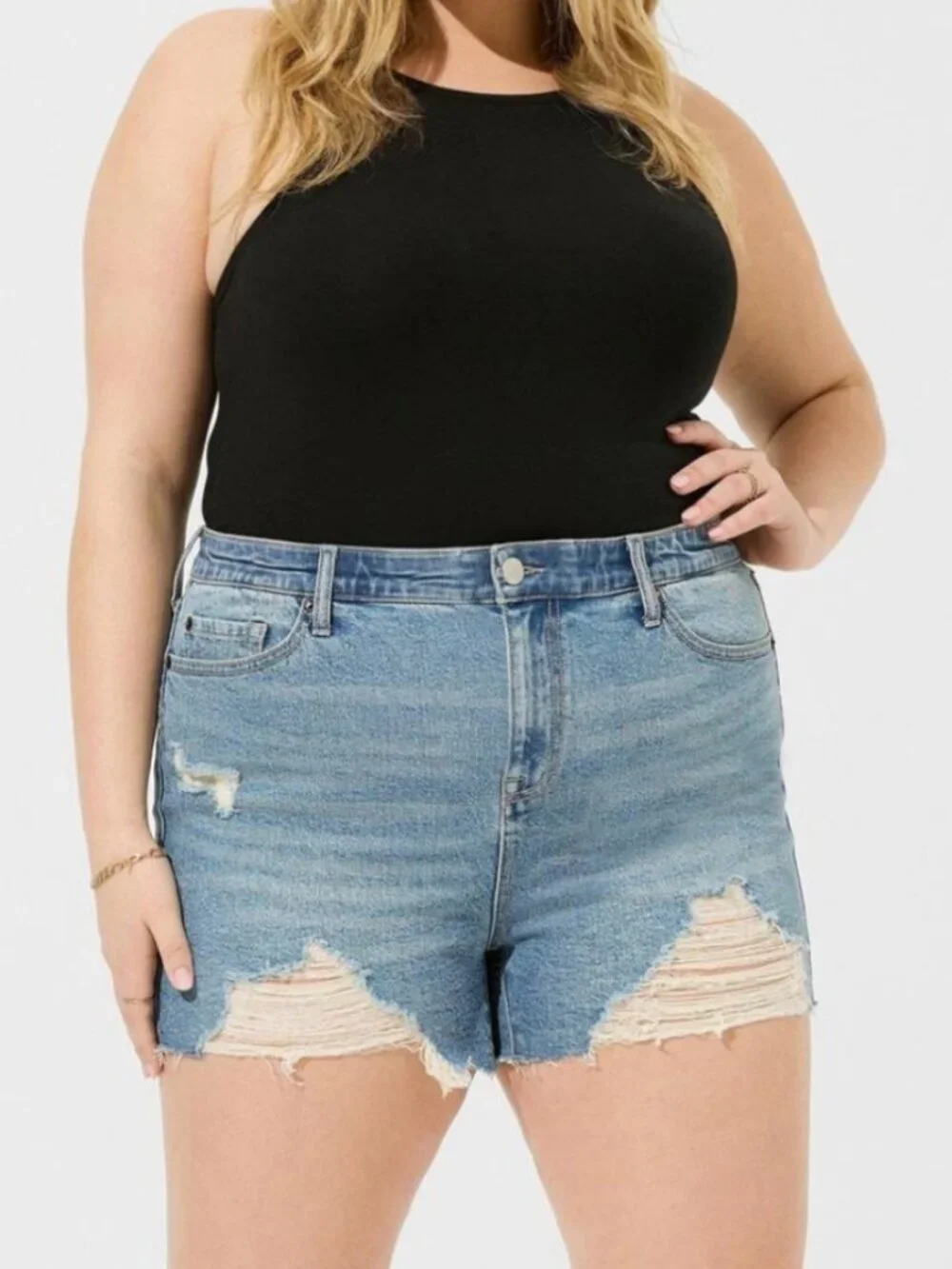 Torrid 3.5 inch Destructed Denim Short